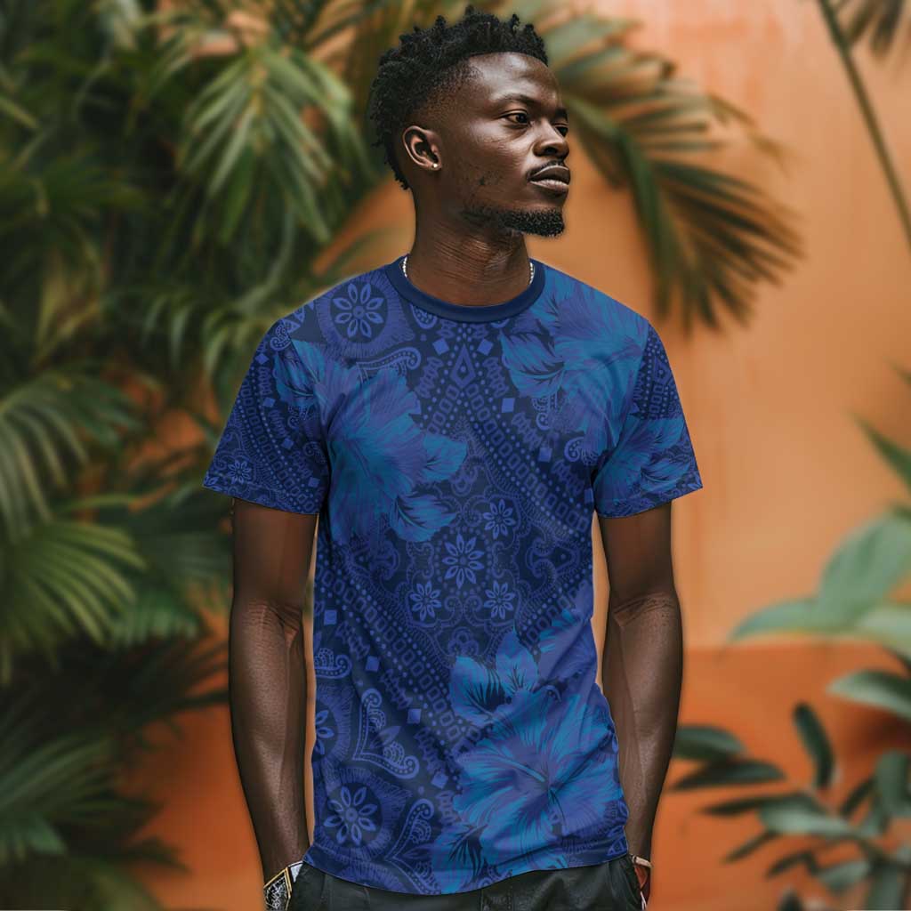 Afro Hibiscus Tropical T shirt ShweShwe African Pattern - African Pride