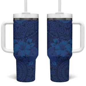 Afro Hibiscus Tropical Tumbler With Handle ShweShwe African Pattern - African Pride