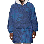 Afro Hibiscus Tropical Wearable Blanket Hoodie ShweShwe African Pattern - African Pride