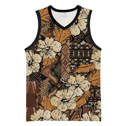 Afro Hibiscus Tropical Basketball Jersey African Pattern LT15