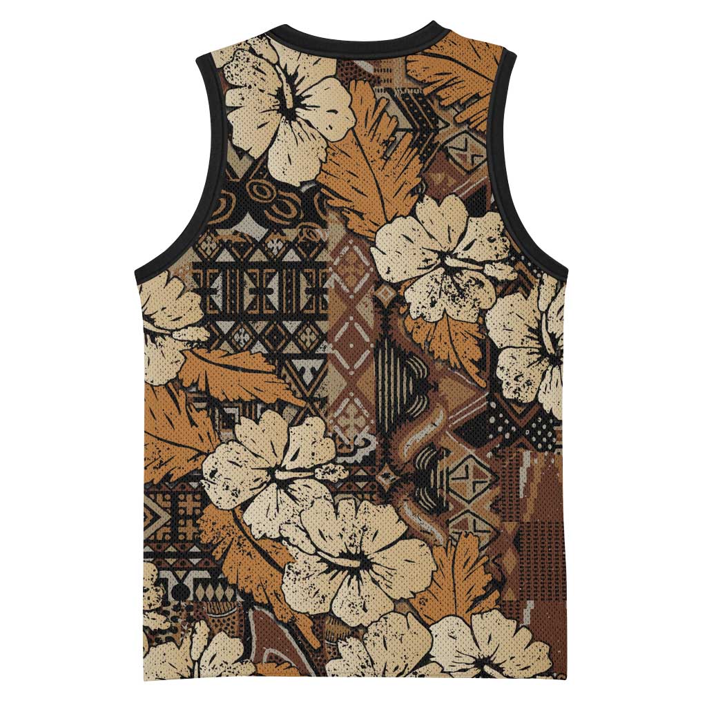Afro Hibiscus Tropical Basketball Jersey African Pattern LT15
