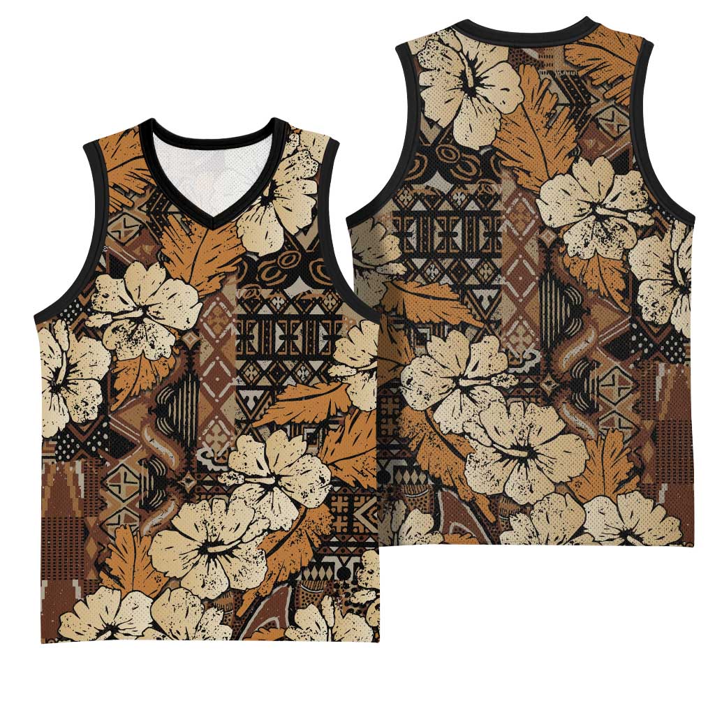 Afro Hibiscus Tropical Basketball Jersey African Pattern LT15