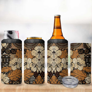 Afro Hibiscus Tropical 4 in 1 Can Cooler Tumbler African Pattern - African Pride