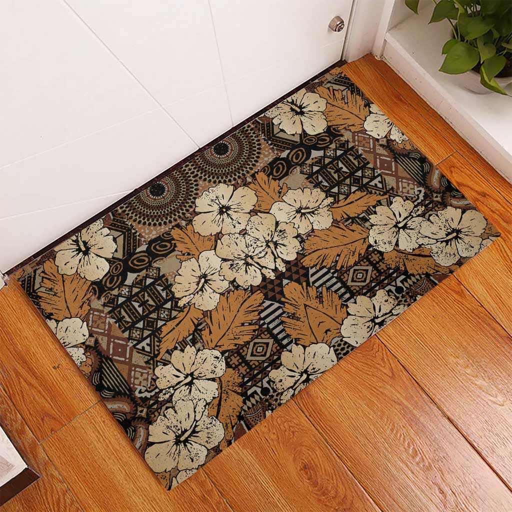 Afro Hibiscus Tropical Rubber Doormat African Pattern - African Pride