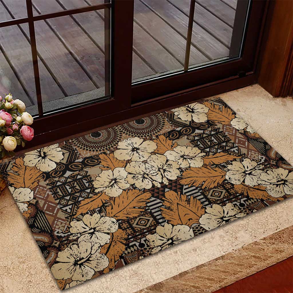 Afro Hibiscus Tropical Rubber Doormat African Pattern - African Pride