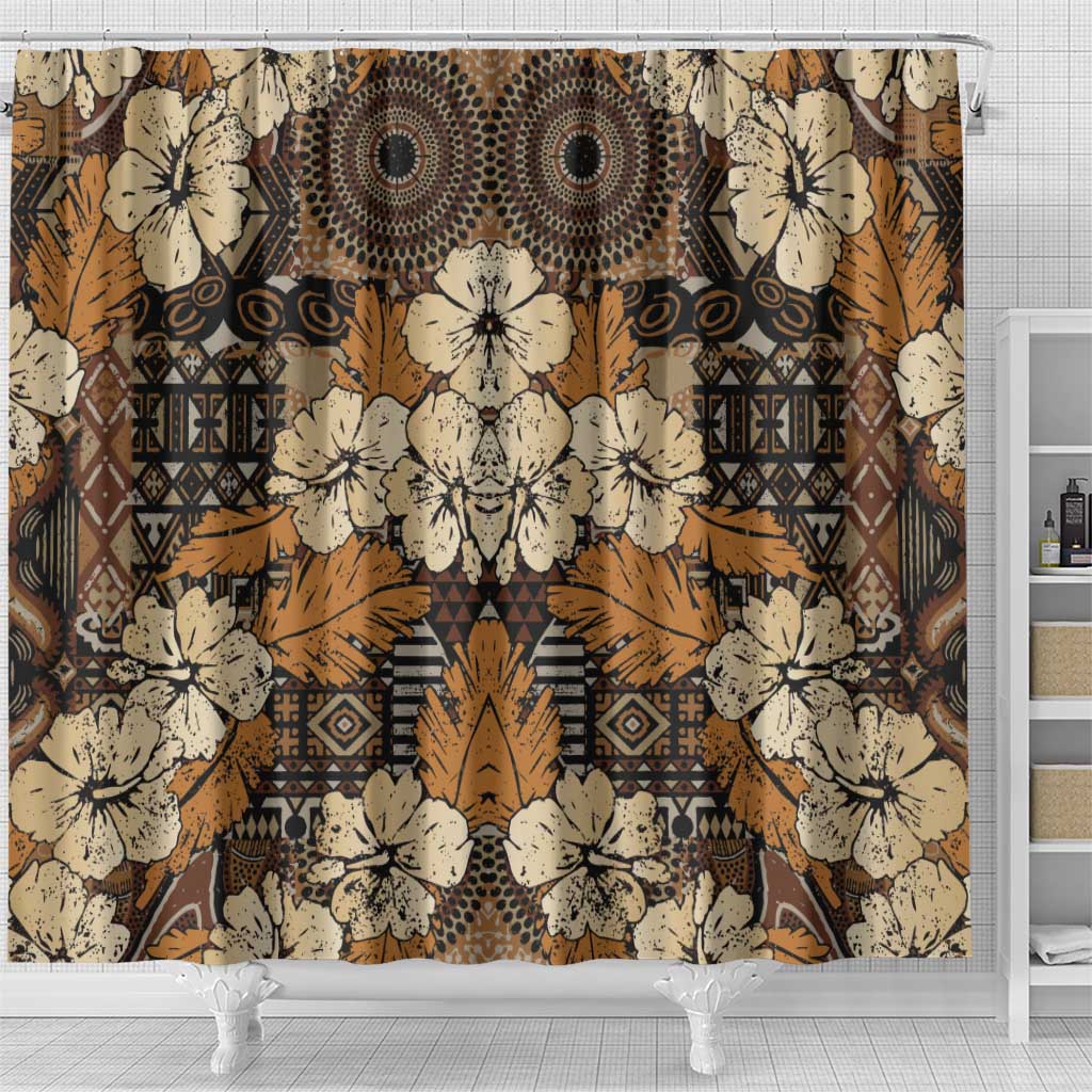 Afro Hibiscus Tropical Shower Curtain African Pattern - African Pride