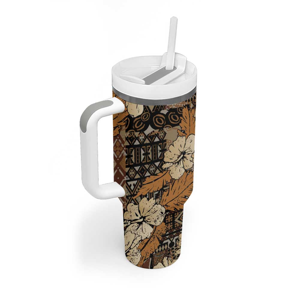 Afro Hibiscus Tropical Tumbler With Handle African Pattern - African Pride