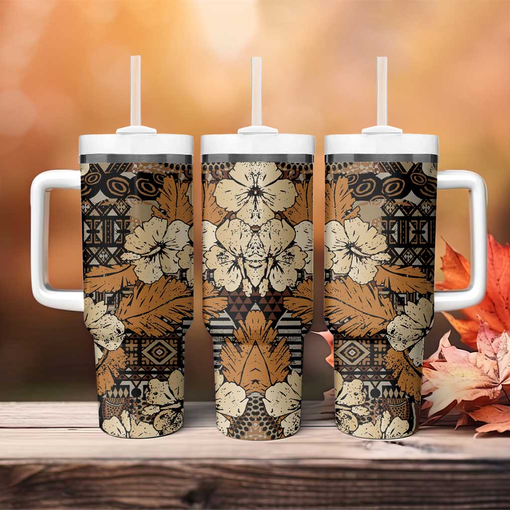 Afro Hibiscus Tropical Tumbler With Handle African Pattern - African Pride