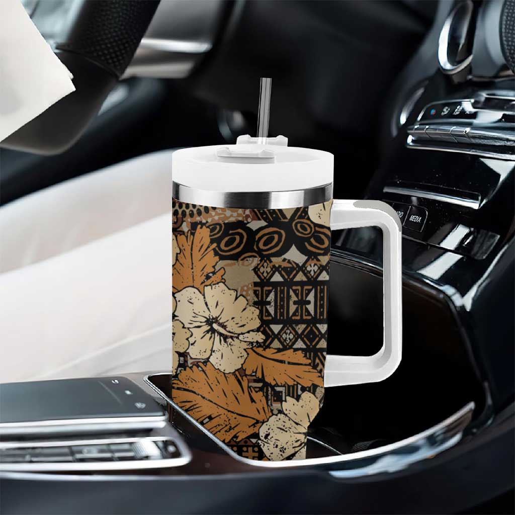 Afro Hibiscus Tropical Tumbler With Handle African Pattern - African Pride