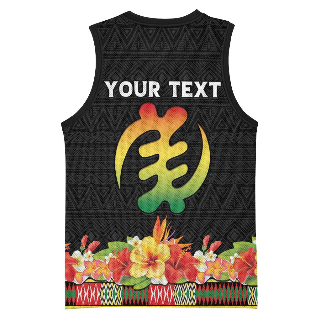 Personalized Afro Hibiscus Tropical Basketball Jersey Dashiki African Pattern LT15