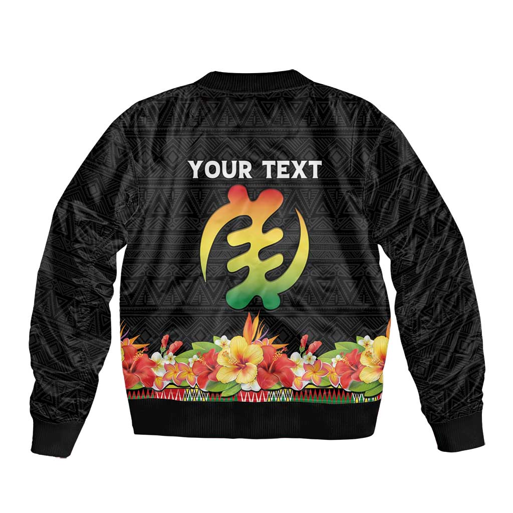 Personalized Afro Hibiscus Tropical Bomber Jacket Dashiki African Pattern - African Pride