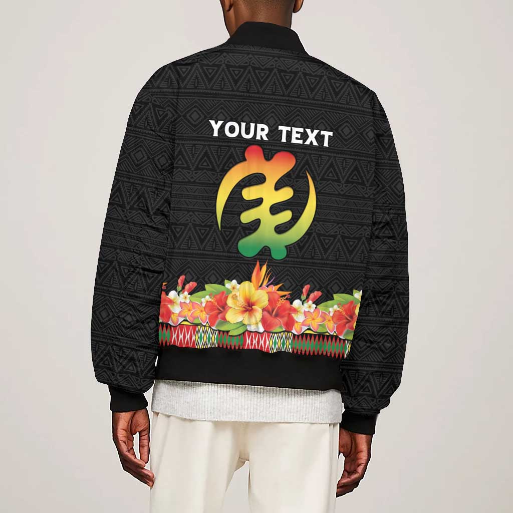 Personalized Afro Hibiscus Tropical Bomber Jacket Dashiki African Pattern - African Pride