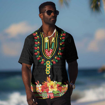 Personalized Afro Hibiscus Tropical Hawaiian Shirt Dashiki African Pattern - African Pride