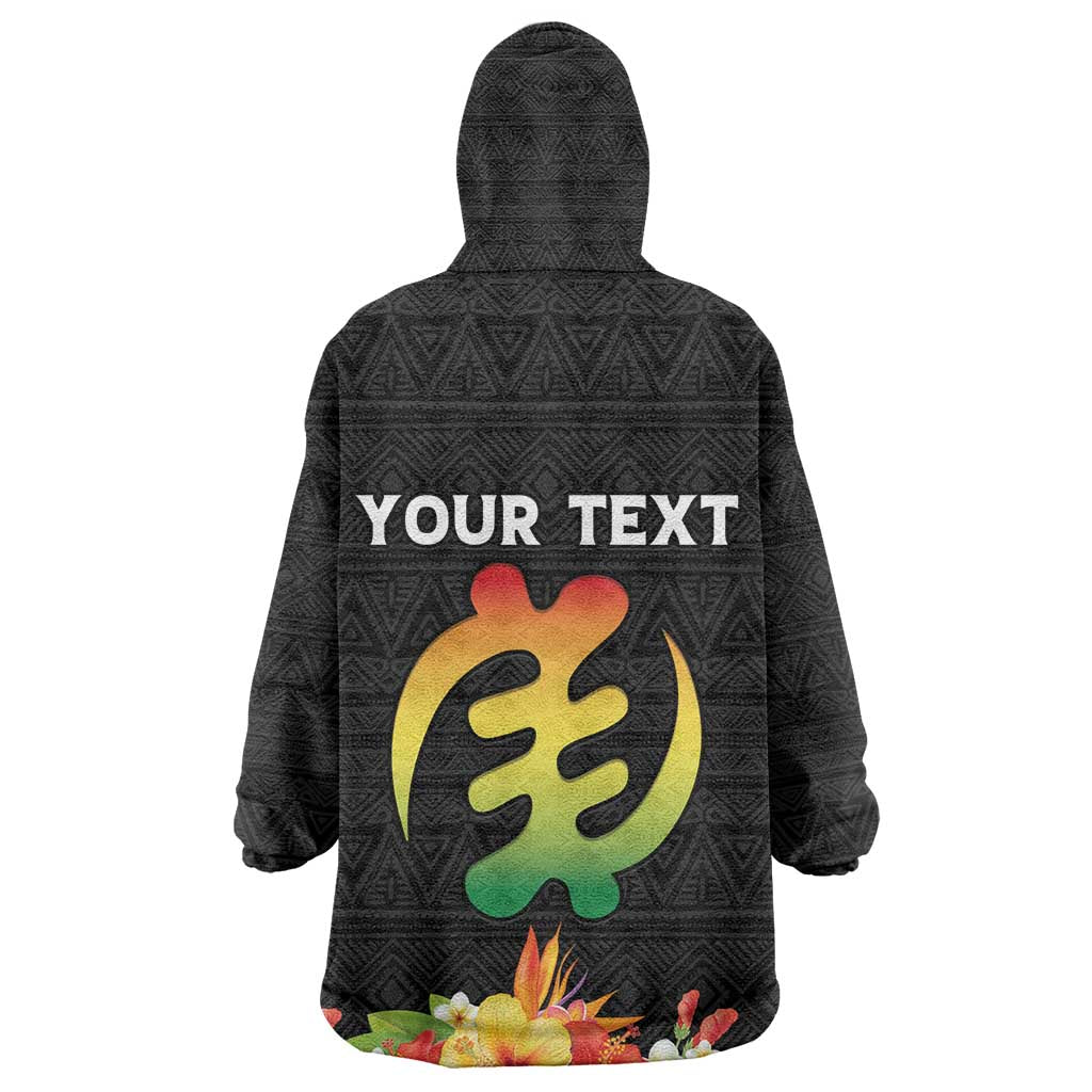 Personalized Afro Hibiscus Tropical Kid Wearable Blanket Hoodie Dashiki African Pattern - African Pride