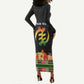 Personalized Afro Hibiscus Tropical Long Sleeve Bodycon Dress Dashiki African Pattern - African Pride