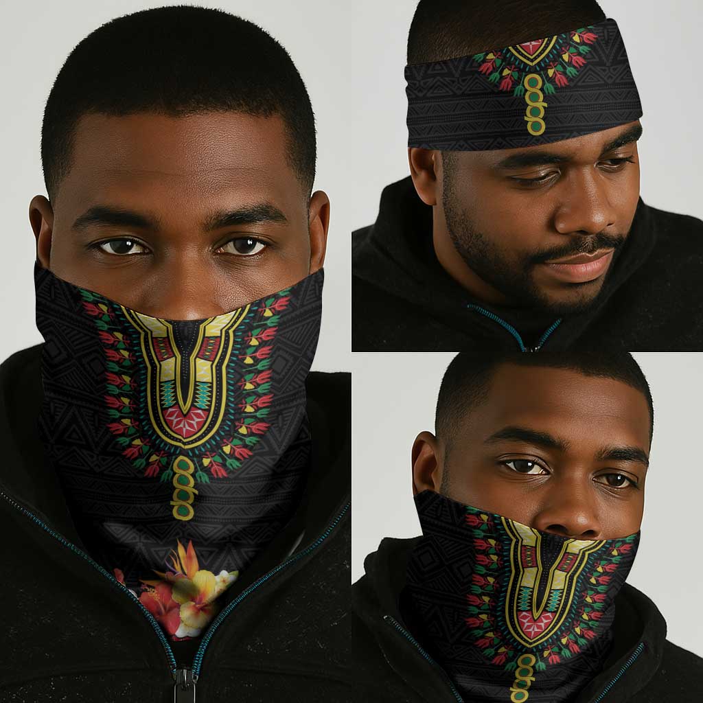 Afro Hibiscus Tropical Neck Gaiter Dashiki African Pattern LT15