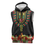Personalized Afro Hibiscus Tropical Sleeveless Zip Hoodie Dashiki African Pattern - African Pride