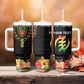 Personalized Afro Hibiscus Tropical Tumbler With Handle Dashiki African Pattern - African Pride
