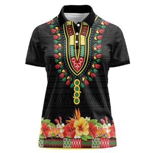 Personalized Afro Hibiscus Tropical Women Polo Shirt Dashiki African Pattern - African Pride