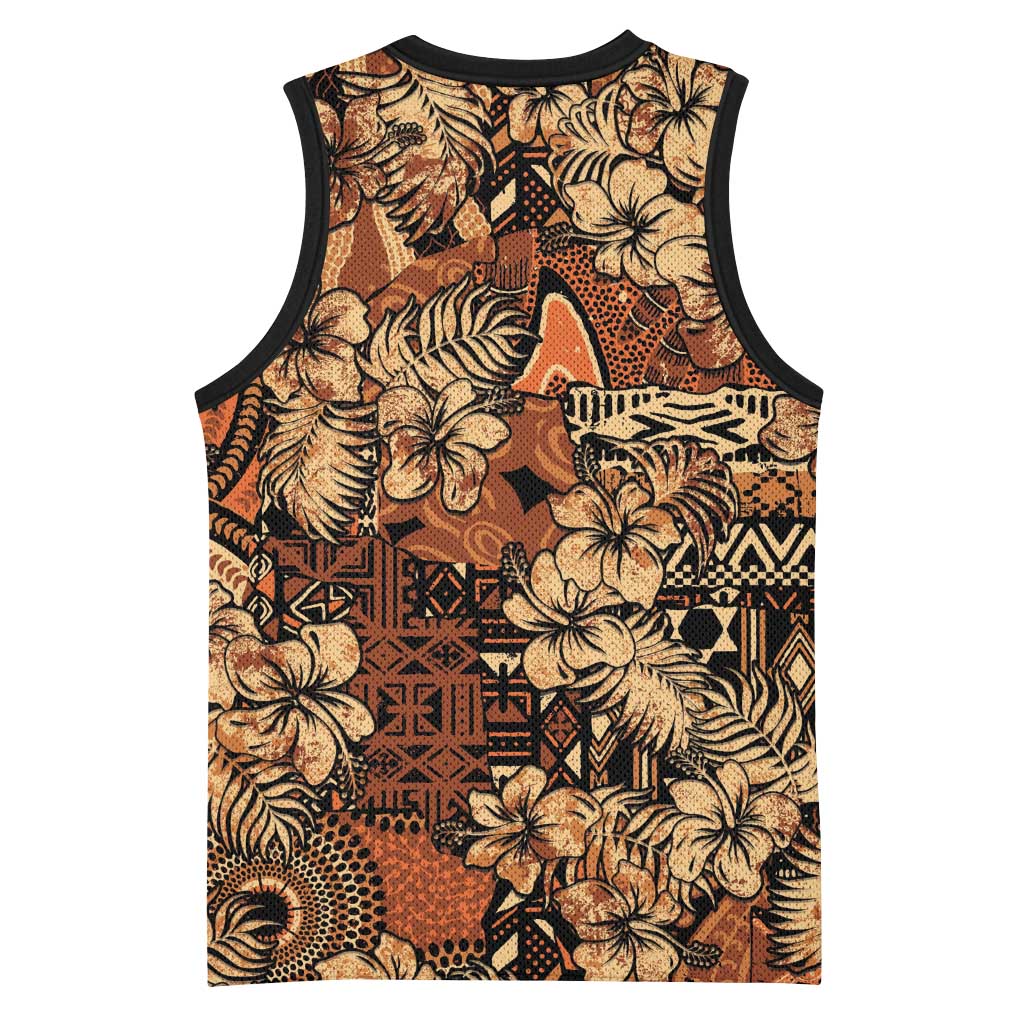 Afro Hibiscus Tropical Basketball Jersey African Pattern LT15