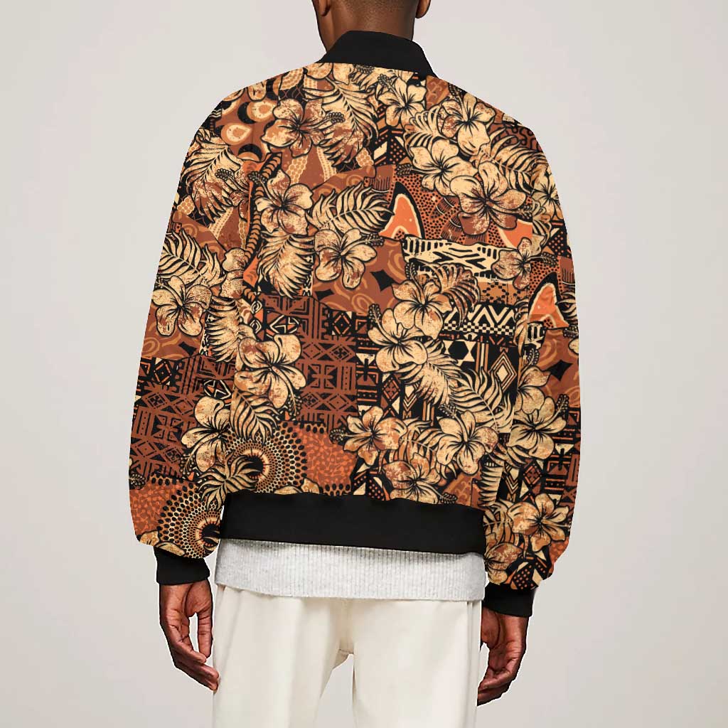Afro Hibiscus Tropical Bomber Jacket African Pattern - African Pride