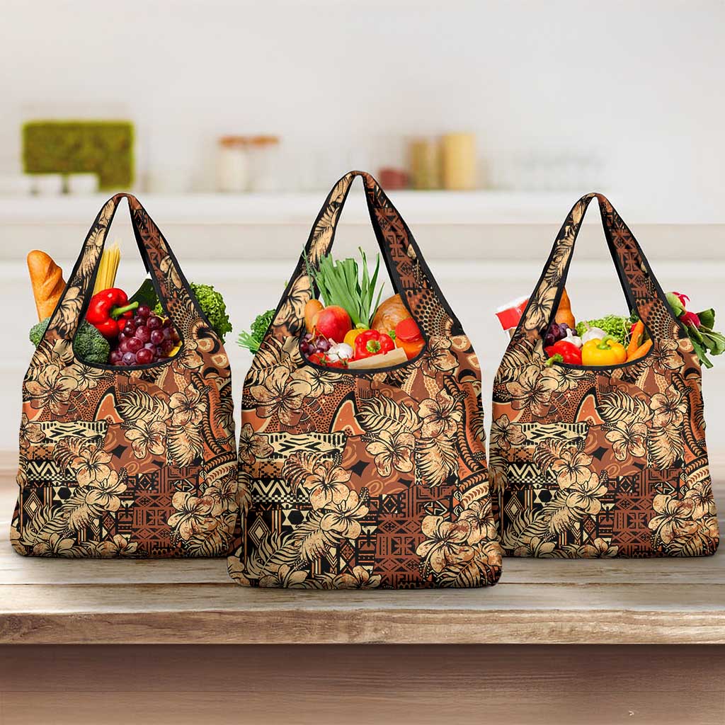 Afro Hibiscus Tropical Grocery Bag African Pattern - African Pride