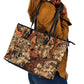 Afro Hibiscus Tropical Leather Tote Bag African Pattern - African Pride