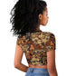 Afro Hibiscus Tropical Raglan Cropped T shirt African Pattern - African Pride