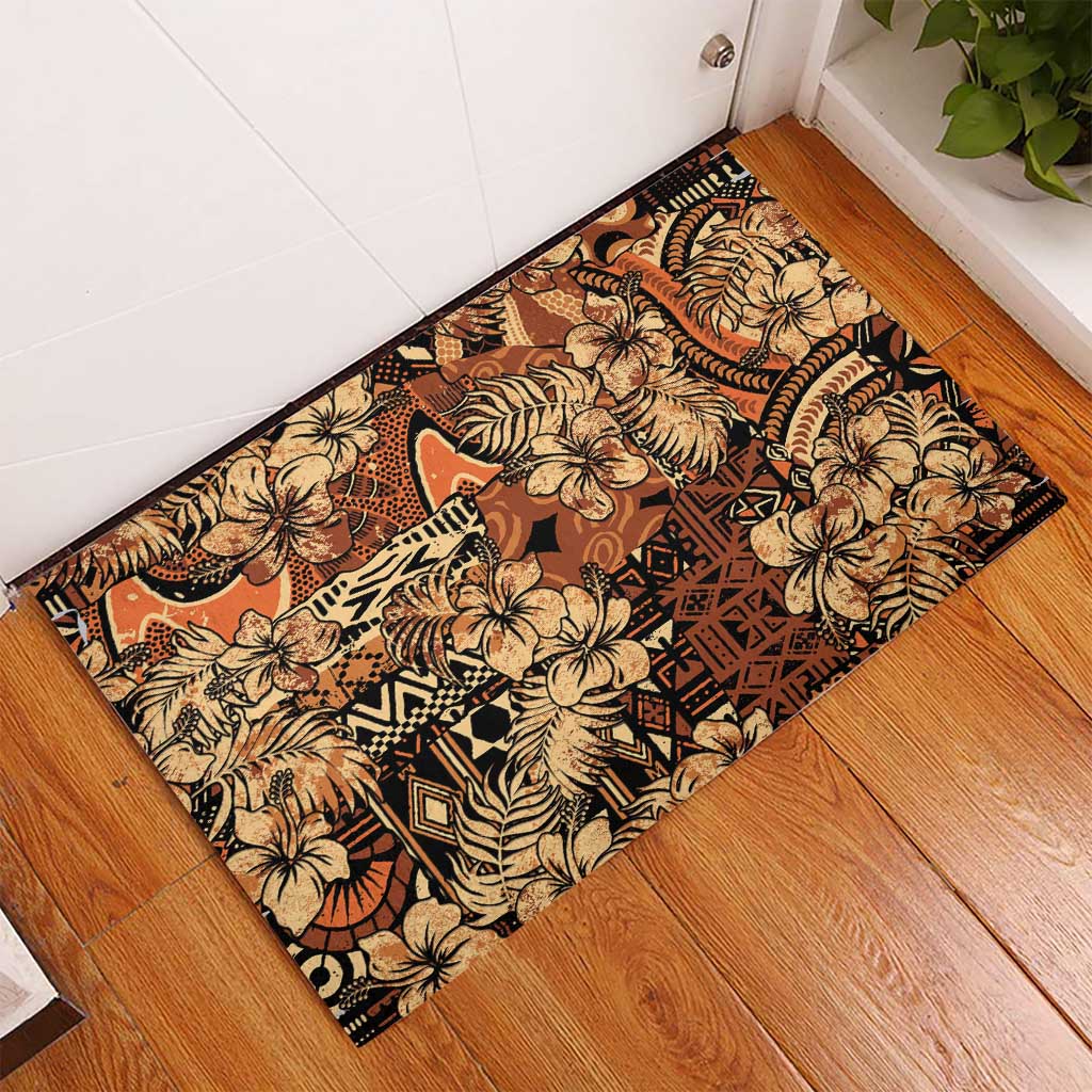Afro Hibiscus Tropical Rubber Doormat African Pattern - African Pride