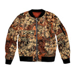 Afro Hibiscus Tropical Sleeve Zip Bomber Jacket African Pattern - African Pride