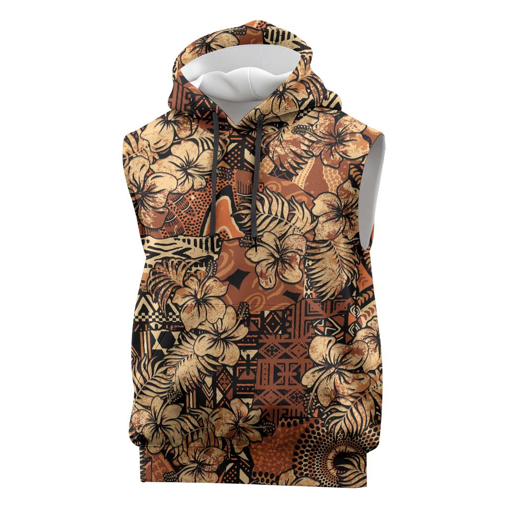 Afro Hibiscus Tropical Sleeveless Hoodie African Pattern - African Pride