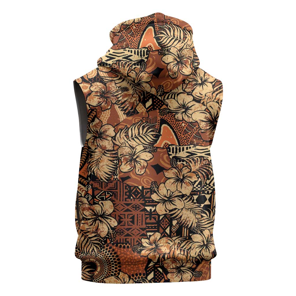 Afro Hibiscus Tropical Sleeveless Hoodie African Pattern - African Pride