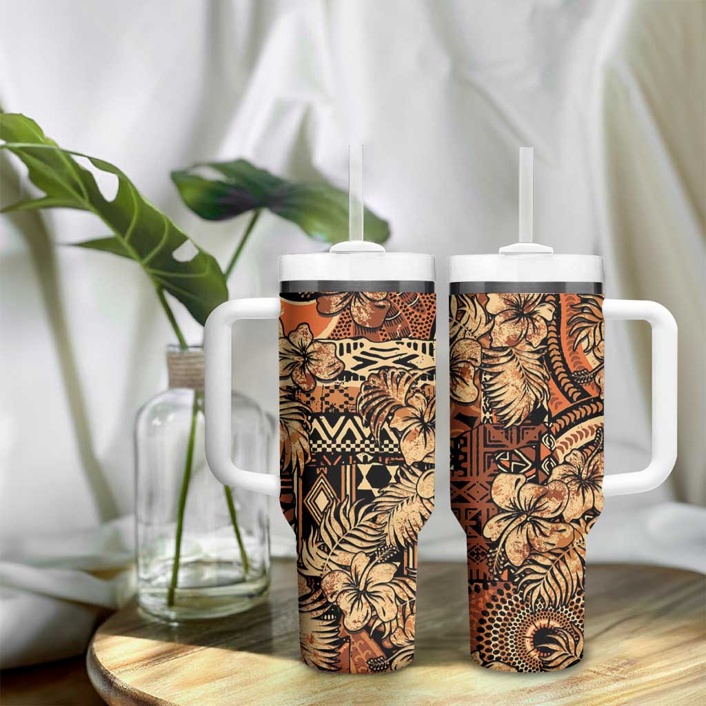 Afro Hibiscus Tropical Tumbler With Handle African Pattern - African Pride