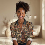 Afro Hibiscus Tropical Women Casual Shirt African Pattern - African Pride