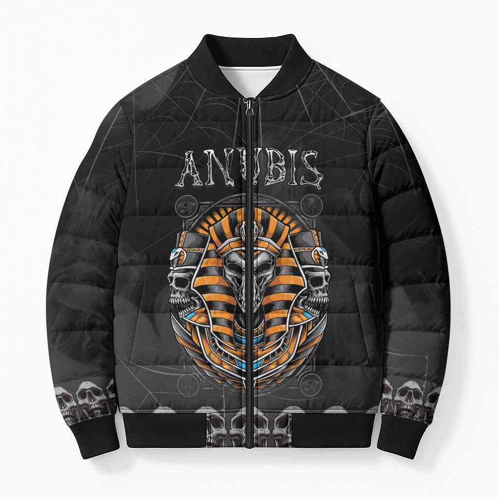 Personalized Halloween Egypt Bomber Puffer Jacket Skull Anubis