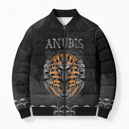 Personalized Halloween Egypt Bomber Puffer Jacket Skull Anubis