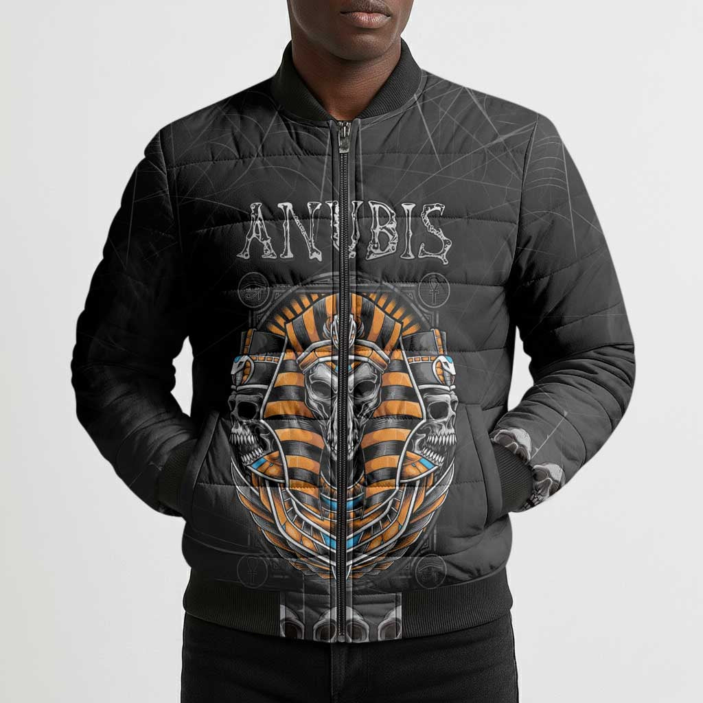 Personalized Halloween Egypt Bomber Puffer Jacket Skull Anubis