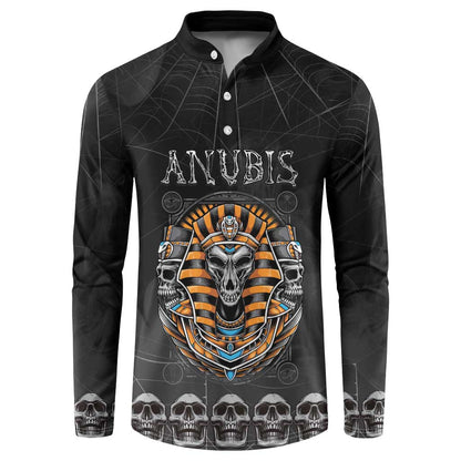 Personalized Halloween Egypt Button Sweatshirt Skull Anubis