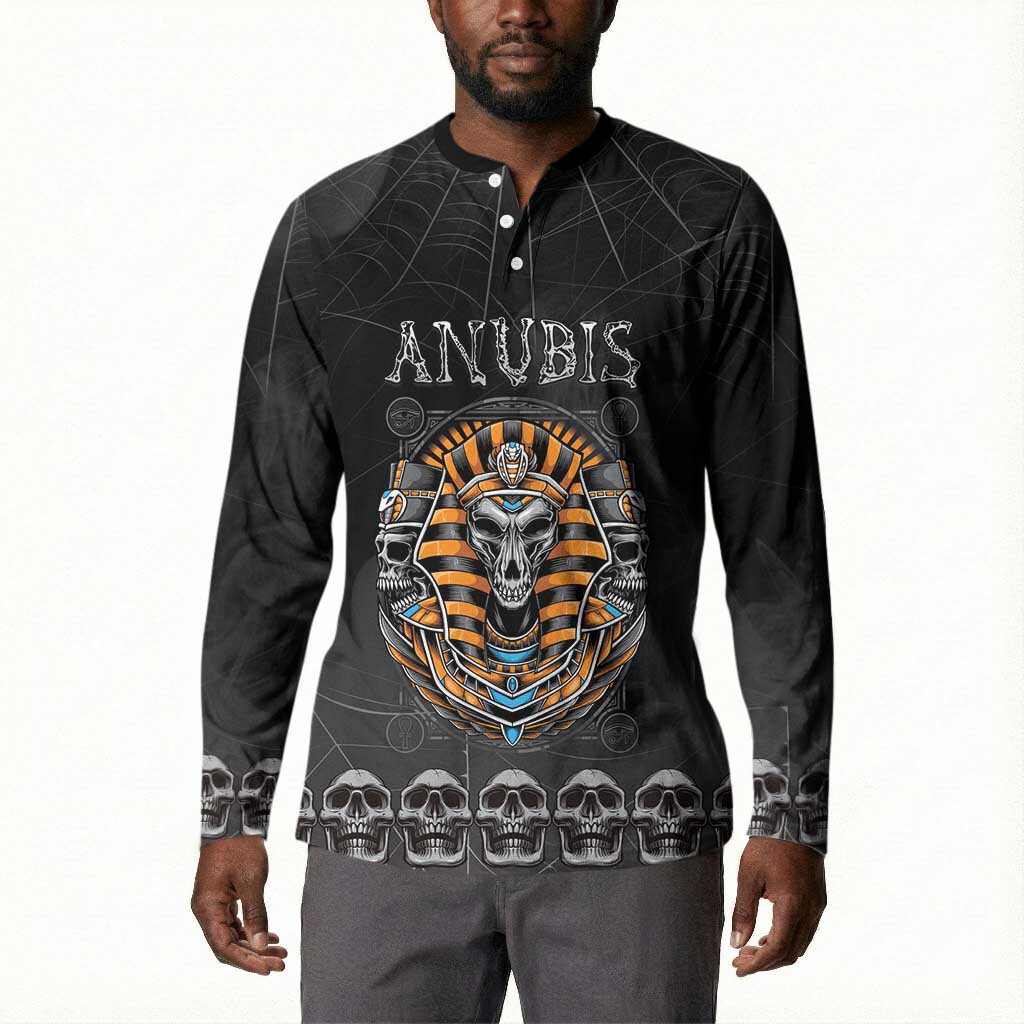 Personalized Halloween Egypt Button Sweatshirt Skull Anubis