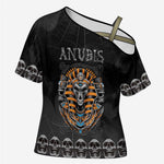 Personalized Halloween Egypt Cross Shoulder Shirt Skull Anubis