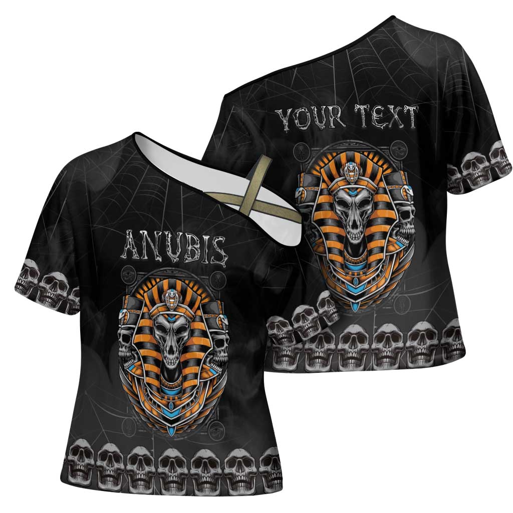 Personalized Halloween Egypt Cross Shoulder Shirt Skull Anubis
