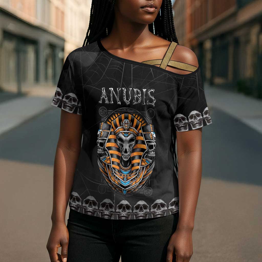 Personalized Halloween Egypt Cross Shoulder Shirt Skull Anubis