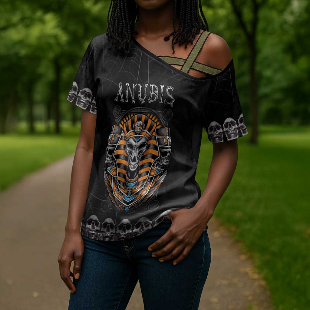 Personalized Halloween Egypt Cross Shoulder Shirt Skull Anubis