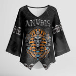 Personalized Halloween Egypt Kimono Sleeve Blouse Skull Anubis