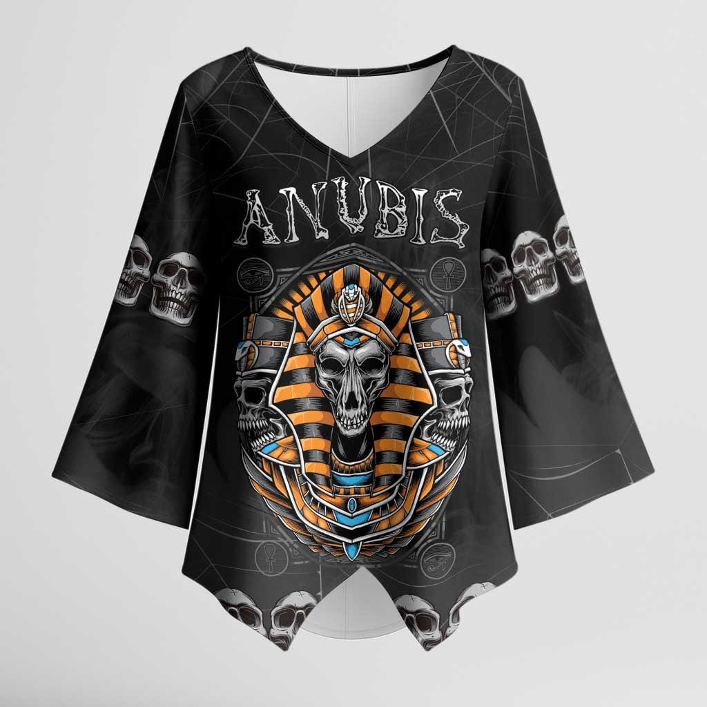 Personalized Halloween Egypt Kimono Sleeve Blouse Skull Anubis