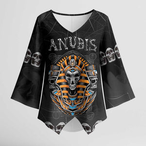 Personalized Halloween Egypt Kimono Sleeve Blouse Skull Anubis