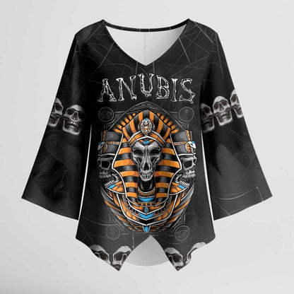 Personalized Halloween Egypt Kimono Sleeve Blouse Skull Anubis