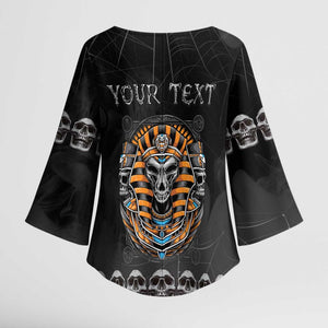Personalized Halloween Egypt Kimono Sleeve Blouse Skull Anubis