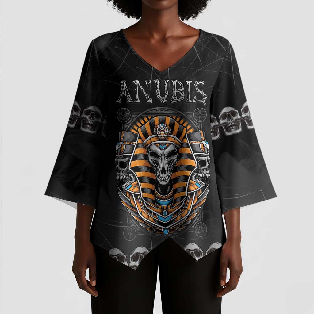 Personalized Halloween Egypt Kimono Sleeve Blouse Skull Anubis