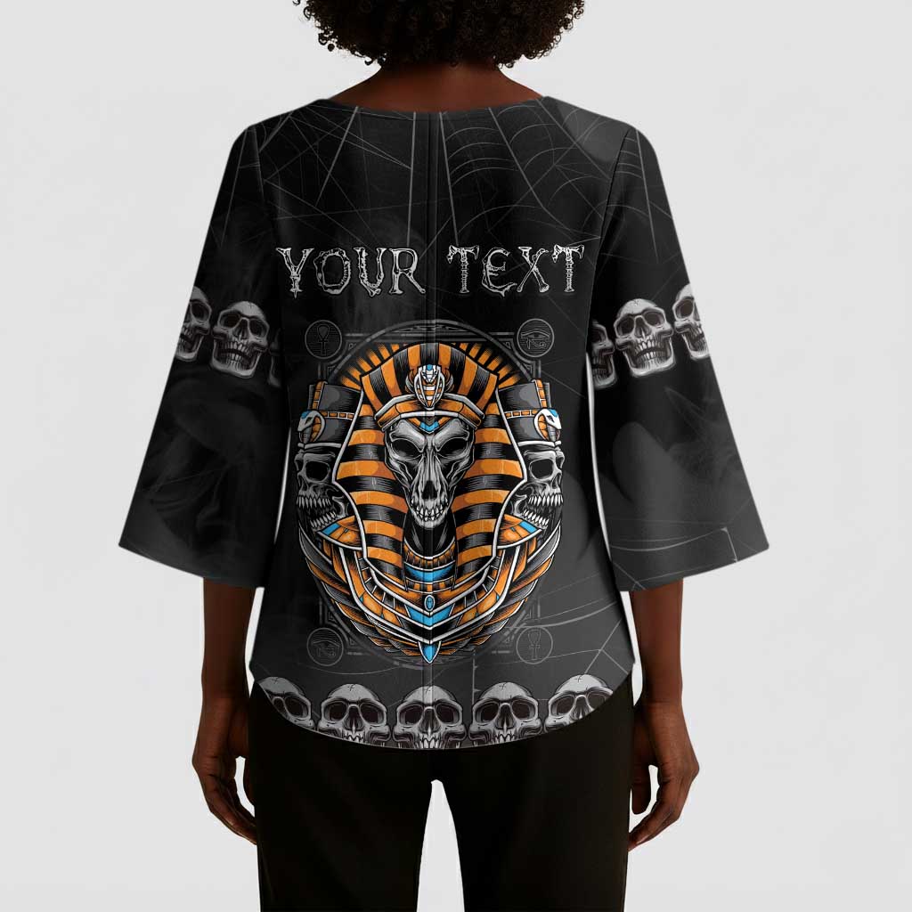 Personalized Halloween Egypt Kimono Sleeve Blouse Skull Anubis